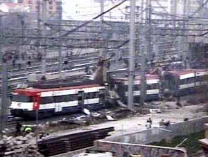 Uno de los cuatro trenes afectado por las explosiones - imagen de videoaficionado